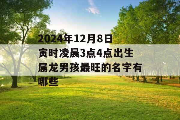 2024年12月8日寅时凌晨3点4点出生属龙男孩最旺的名字有哪些 2024年12月8日寅时凌晨3点4点出生属龙男孩最旺的名字有哪些