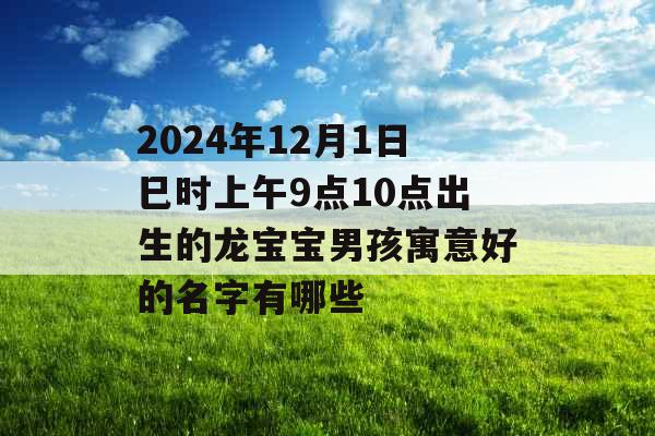 2024年12月1日巳时上午9点10点出生的龙宝宝男孩寓意好的名字有哪些