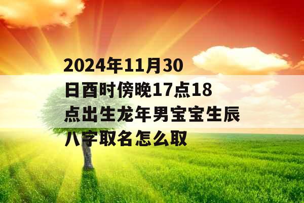 2024年11月30日酉时傍晚17点18点出生龙年男宝宝生辰八字取名怎么取