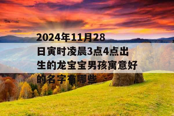 2024年11月28日寅时凌晨3点4点出生的龙宝宝男孩寓意好的名字有哪些 2024年11月28日寅时凌晨3点4点出生的龙宝宝男孩寓意好的名字有哪些