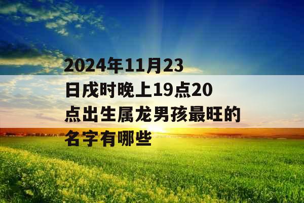 2024年11月23日戌时晚上19点20点出生属龙男孩最旺的名字有哪些 2024年11月23日戌时晚上19点20点出生属龙男孩最旺的名字有哪些