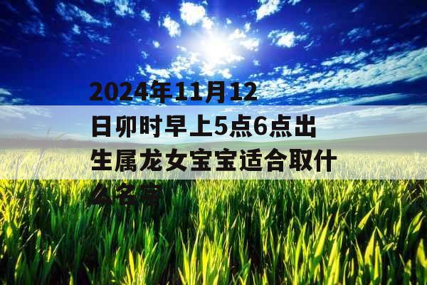 2024年11月12日卯时早上5点6点出生属龙女宝宝适合取什么名字