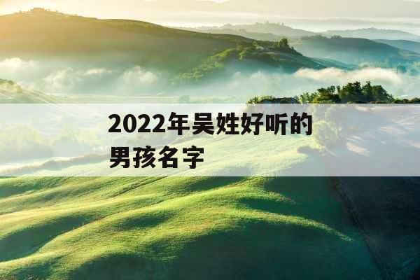 2022年吴姓好听的男孩名字 2022年吴姓好听的男孩名字
