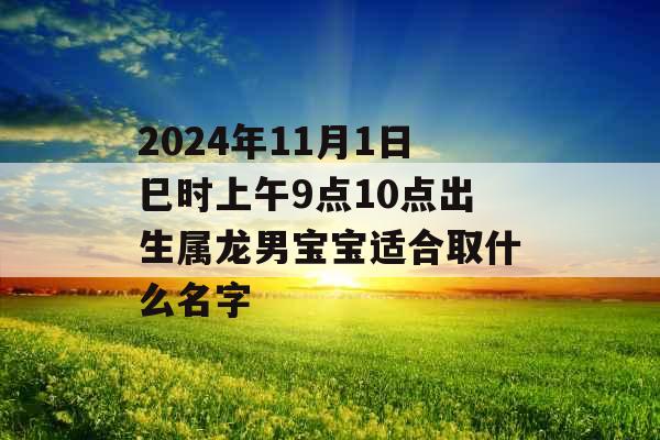 2024年11月1日巳时上午9点10点出生属龙男宝宝适合取什么名字