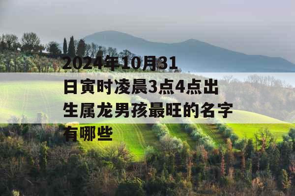 2024年10月31日寅时凌晨3点4点出生属龙男孩最旺的名字有哪些 2024年10月31日寅时凌晨3点4点出生属龙男孩最旺的名字有哪些