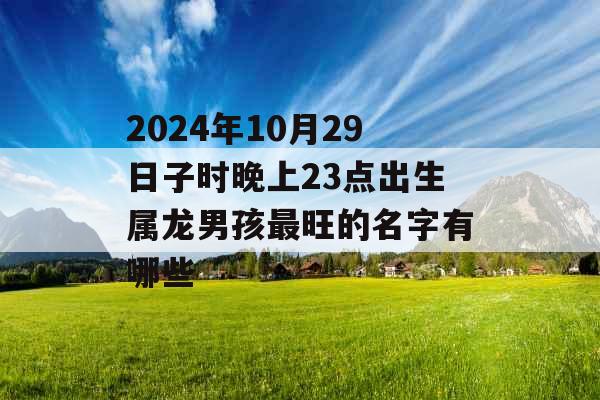 2024年10月29日子时晚上23点出生属龙男孩最旺的名字有哪些 2024年10月29日子时晚上23点出生属龙男孩最旺的名字有哪些