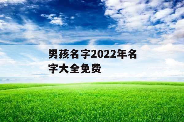 男孩名字2022年名字大全免费