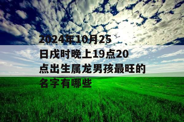 2024年10月25日戌时晚上19点20点出生属龙男孩最旺的名字有哪些 2024年10月25日戌时晚上19点20点出生属龙男孩最旺的名字有哪些