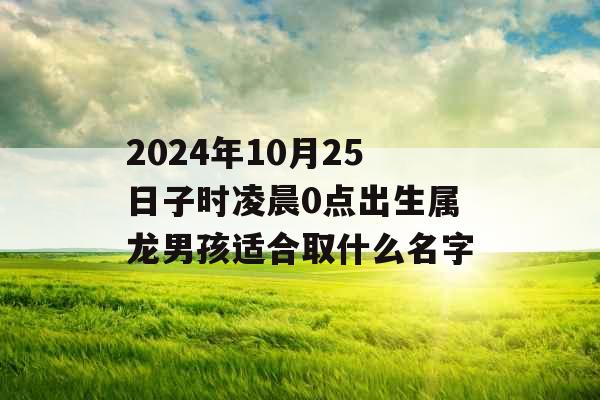 2024年10月25日子时凌晨0点出生属龙男孩适合取什么名字 2024年10月25日子时凌晨0点出生属龙男孩适合取什么名字