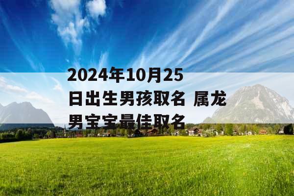 2024年10月25日出生男孩取名 属龙男宝宝最佳取名