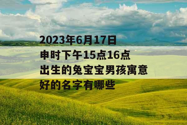 2023年6月17日申时下午15点16点出生的兔宝宝男孩寓意好的名字有哪些 2023年6月17日申时下午15点16点出生的兔宝宝男孩寓意好的名字有哪些