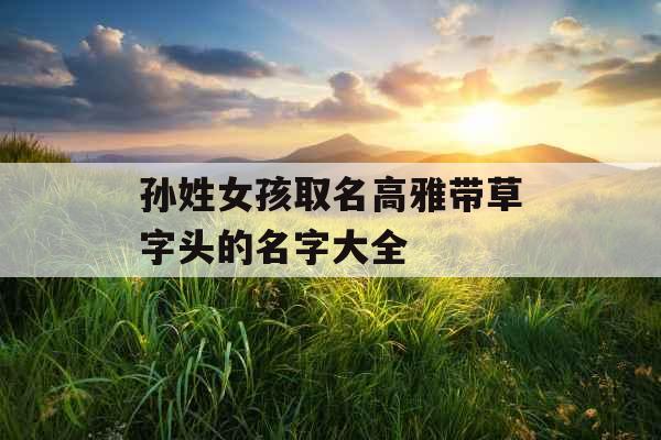 孙姓女孩取名高雅带草字头的名字大全