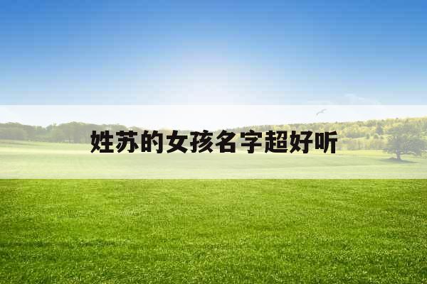 姓苏的女孩名字超好听