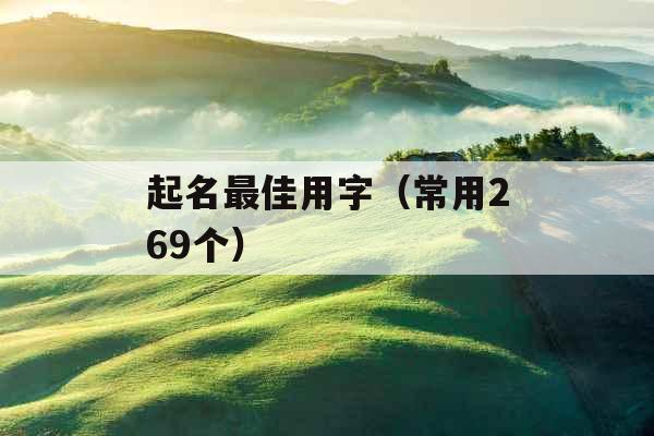 起名最佳用字（常用269个）