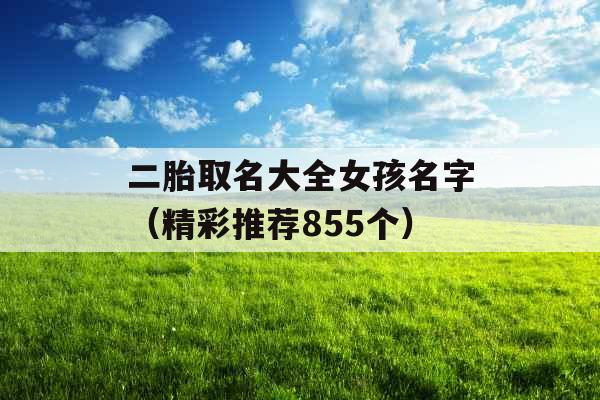 二胎取名大全女孩名字(精彩推荐855个) 二胎取名大全女孩名字(精彩推荐855个)